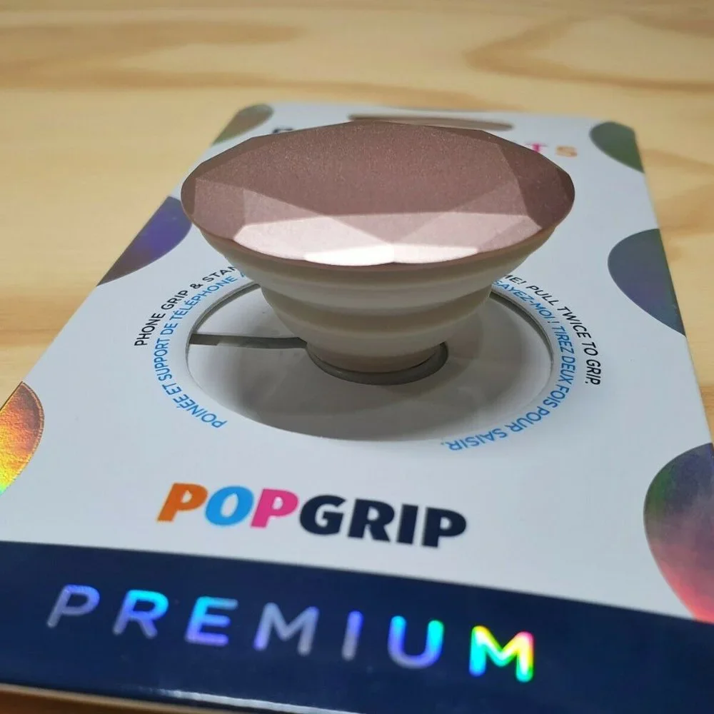 2pcs Metallic Diamond Popsockets Rose Gold Phone Holder Swappable Top